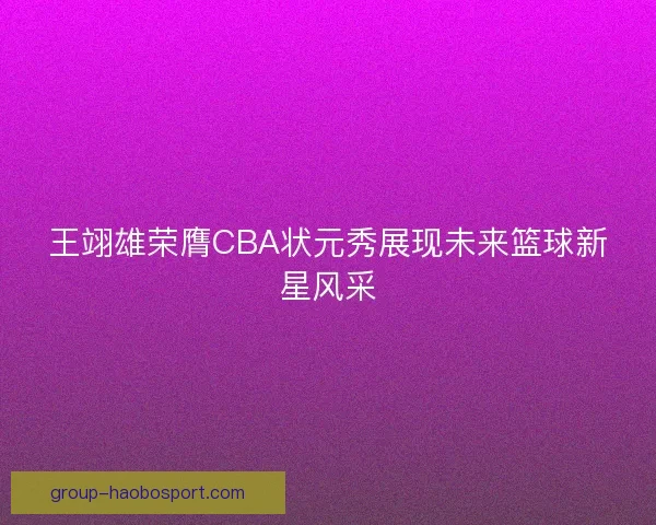 王翊雄荣膺CBA状元秀展现未来篮球新星风采