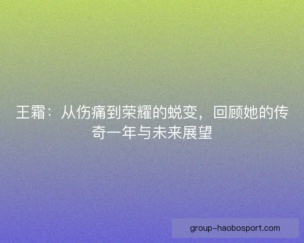 王霜:从伤痛到荣耀的蜕变,回顾她的传奇一年与未来展望 王霜:从伤痛到荣耀的蜕变,回顾她的传奇一年与未来展望